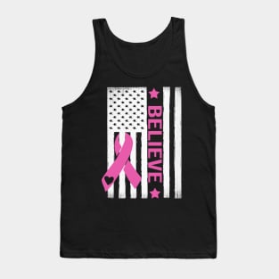 Believe USA Flag Breast Cancer Awareness Month Tank Top